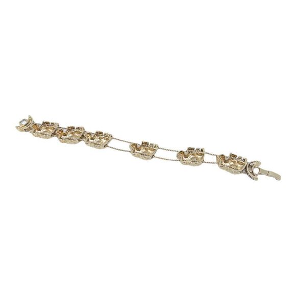 Six Elephant Goldtone Rhinestone Moving Bracelet - Picture 7 of 7